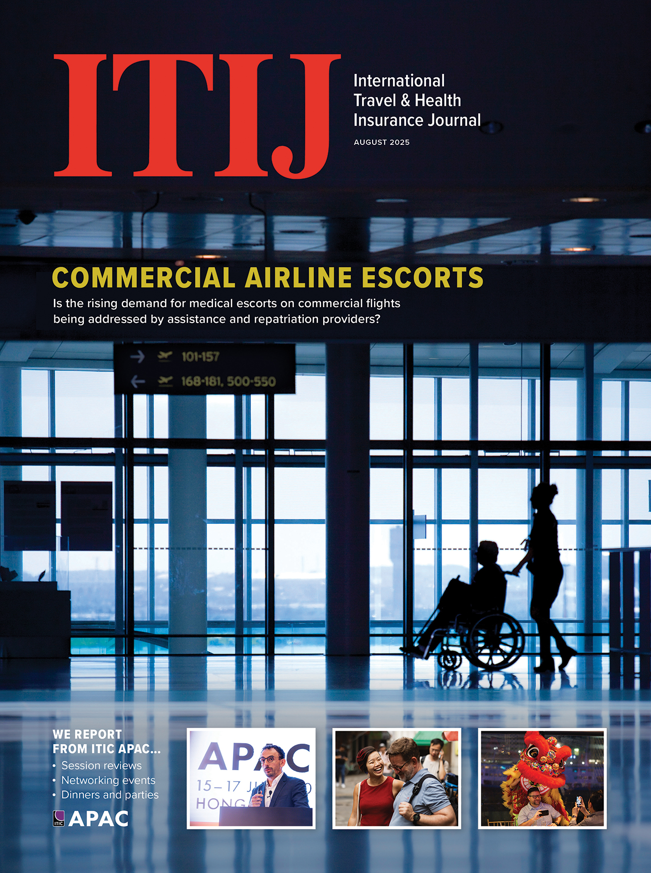 ITIJ 295 magazine cover of a flight assistant and wheelchair user