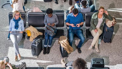 Air passengers waiting for their flights