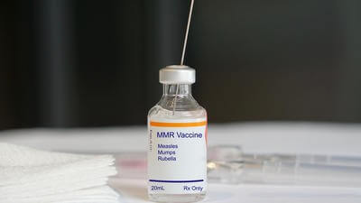 MMR vaccine in glass vial