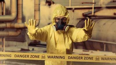 Man wearing protective suit