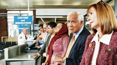 Stressed out people at the airport