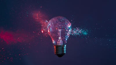Lightbulb exploding with innovation