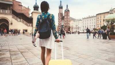 Girl with suitcase