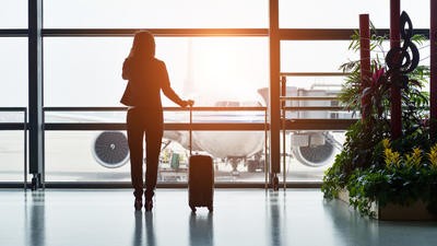 Business traveller on the phone