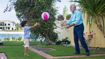 retiree with family in Dubai