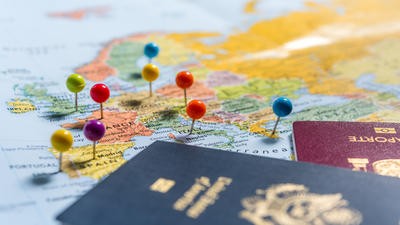 EU map and passports