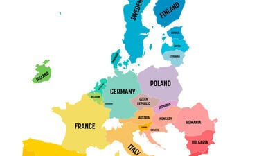 Map of Europe in colour