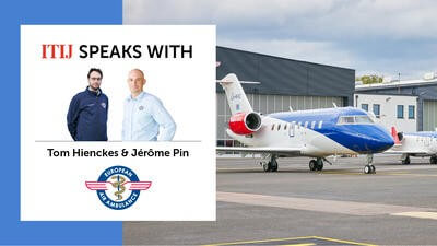 Jérôme Pin and Tom Hienckes headshots with EAA jet