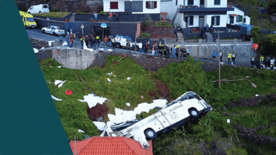 Bus crash scene in Madeira