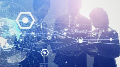 Business people and data technology