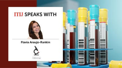 Graphic of Flavia Araujo-Rankin from London Medical Laboratory 