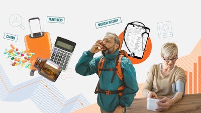 Collage of insurance and pre existing health conditions whilst travelling abroad