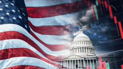 American flag and The White House