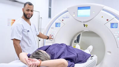 Doctor and patient scan 