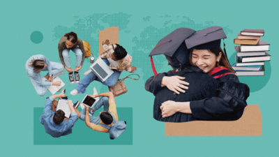 Collage of students studying abroad