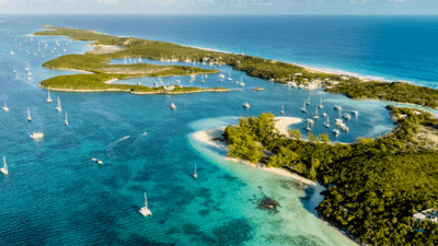 Scenic image of an island and the sea