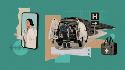 Collage about ground ambulances and customers needs