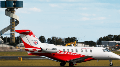 Air ambulance on a runway