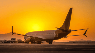 Plane in africa at sunset