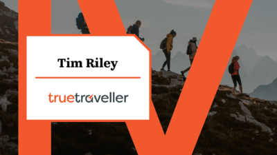 Graphic of people walking down a mountain 