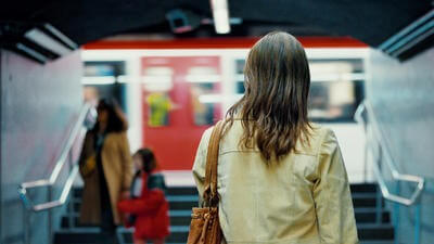 Woman in a tube station
