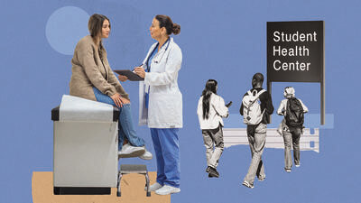 Students overseas and health collage design