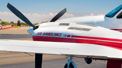Air ambulance on a runway