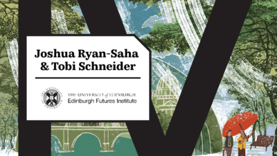 Future Institute illustration of a couple under an umbrella