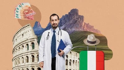 Collage of an Italian doctor 