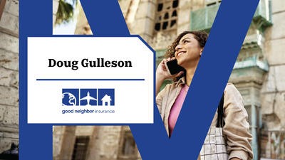 Graphic of a woman on a phone abroad 