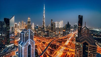 Dubai UAE skyline night