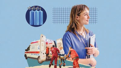 Collage of medical escorts and ambulance