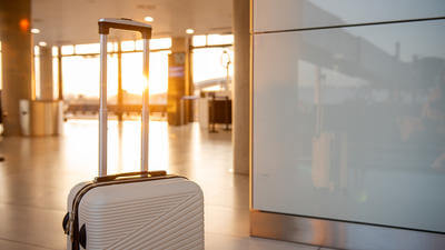 Abandoned suitcase at airport