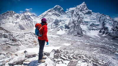 Person climbing Everest 