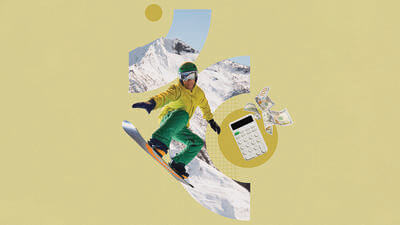 Collage of person snowboarding 