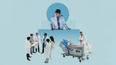 Doctors talking and working 