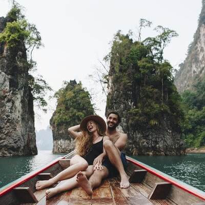 Couple on boat in Thailand