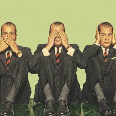 Businessmen covering mouth, eyes and ears