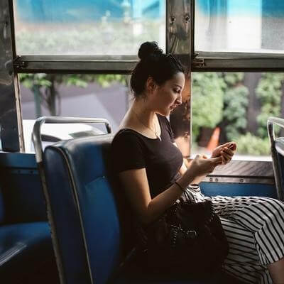 Woman using travel app