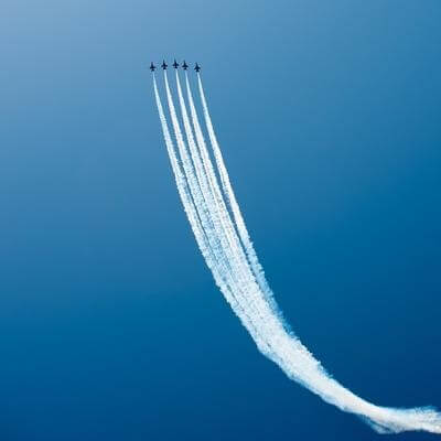 Airplanes leaving trails in the sky