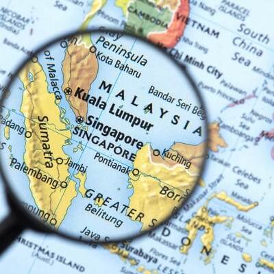 Malaysia on the map under the magnifying glass