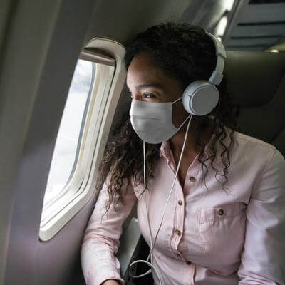 Woman on plane