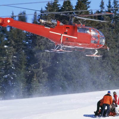 Ski accident with helicopter