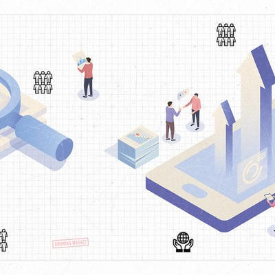 Phone and magnifying glass