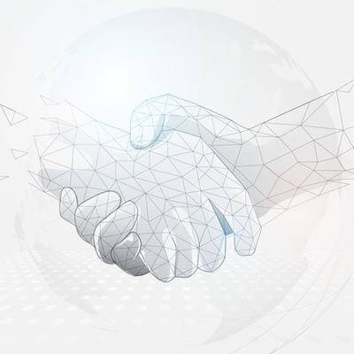 technology partnership handshake
