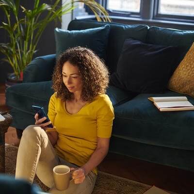 woman looking at phone