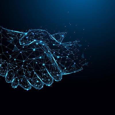 Hands holding data network 