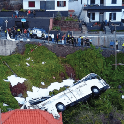 Bus crash scene in Madeira
