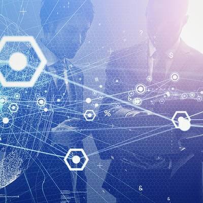 Business people and data technology