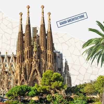 Collage of Barcelona things to do